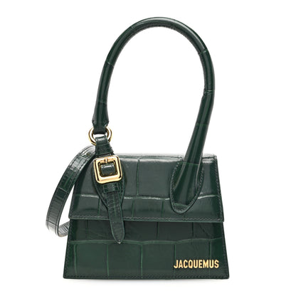 Jacquemus Calfskin Crocodile Embossed Le Chiquito Moyen Dark Green 1 of 11
