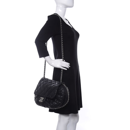 Chanel Washed Lambskin Quilted Large Chain Around Messenger Black 2 of 13