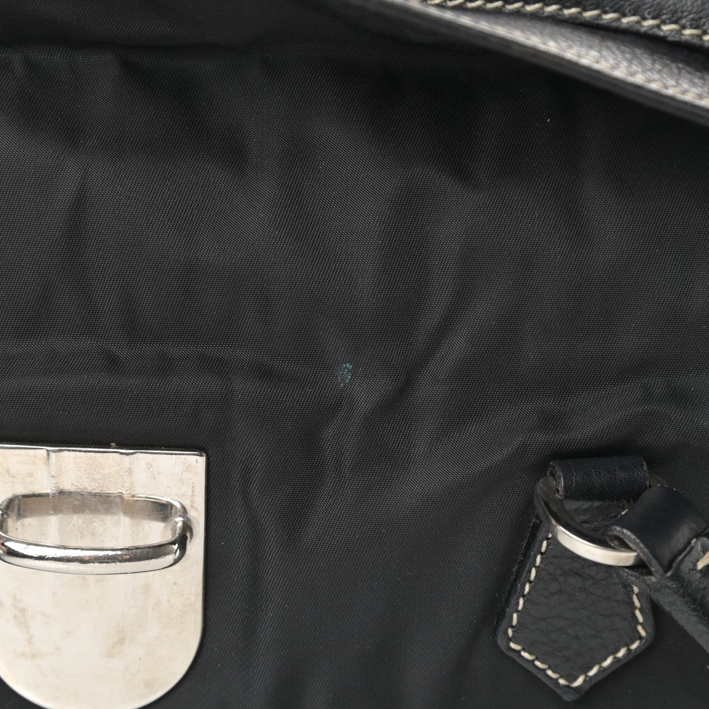 Tessuto Nylon Vitello Foldover Pushlock Satchel Black