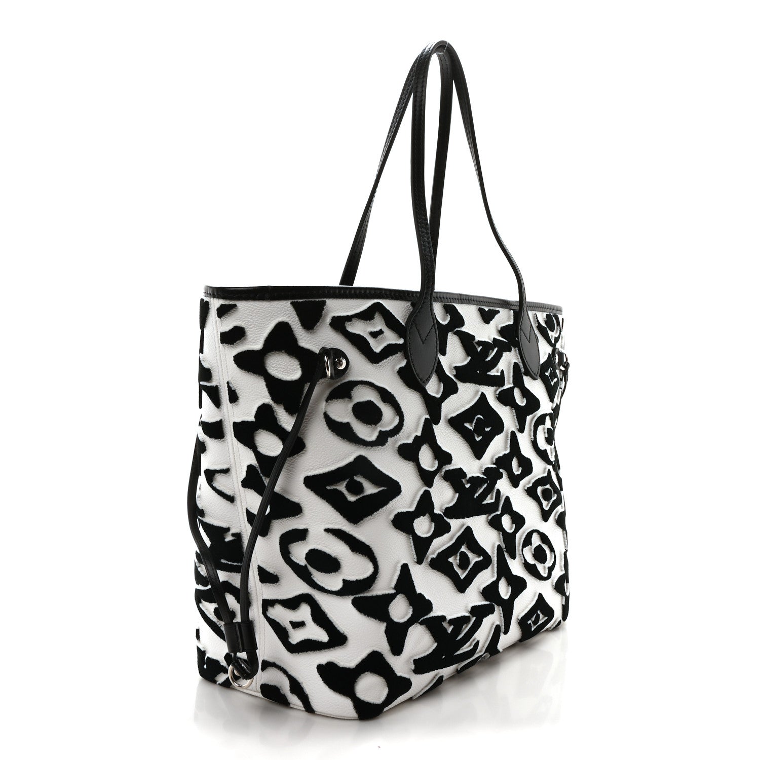 Louis Vuitton X UF Tufted Monogram Neverfull MM Black White 4 of 10