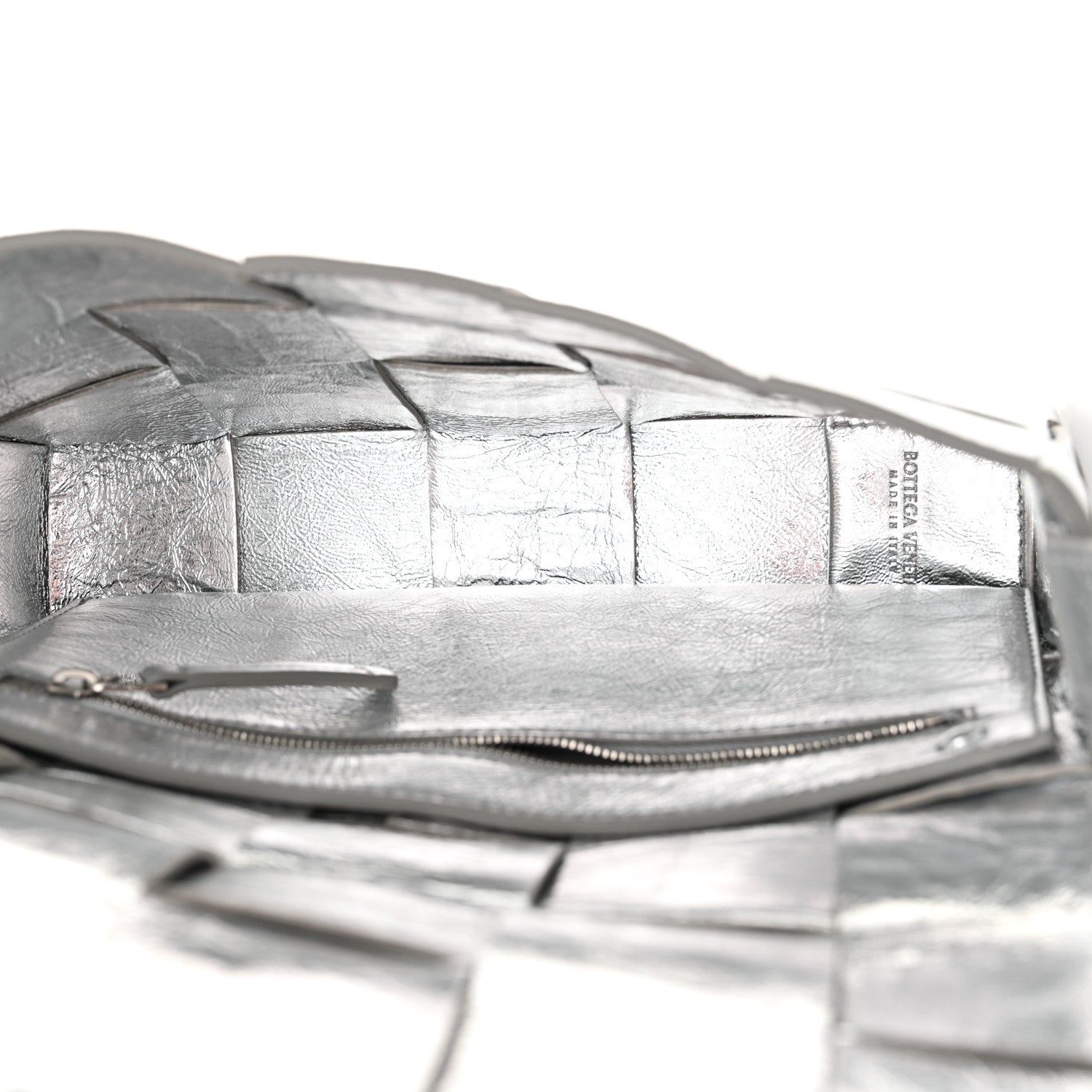 Bottega Veneta Metallic Lambskin Maxi Intrecciato Cassette Crossbody Bag Silver 5 of 9