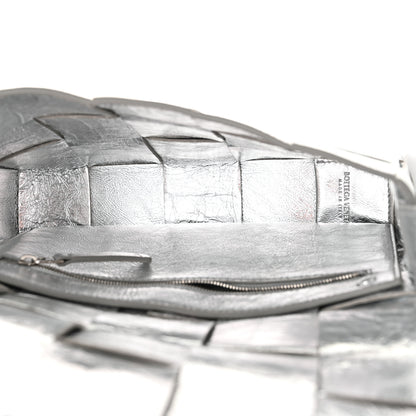 Bottega Veneta Metallic Lambskin Maxi Intrecciato Cassette Crossbody Bag Silver 5 of 9