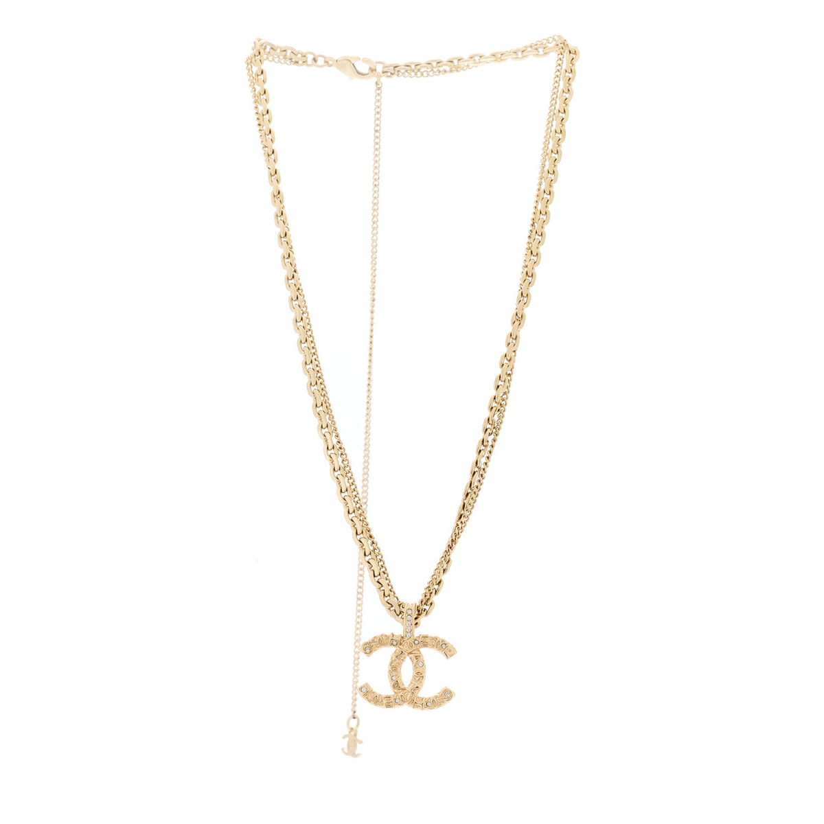 Crystal CC Pendant Necklace Gold