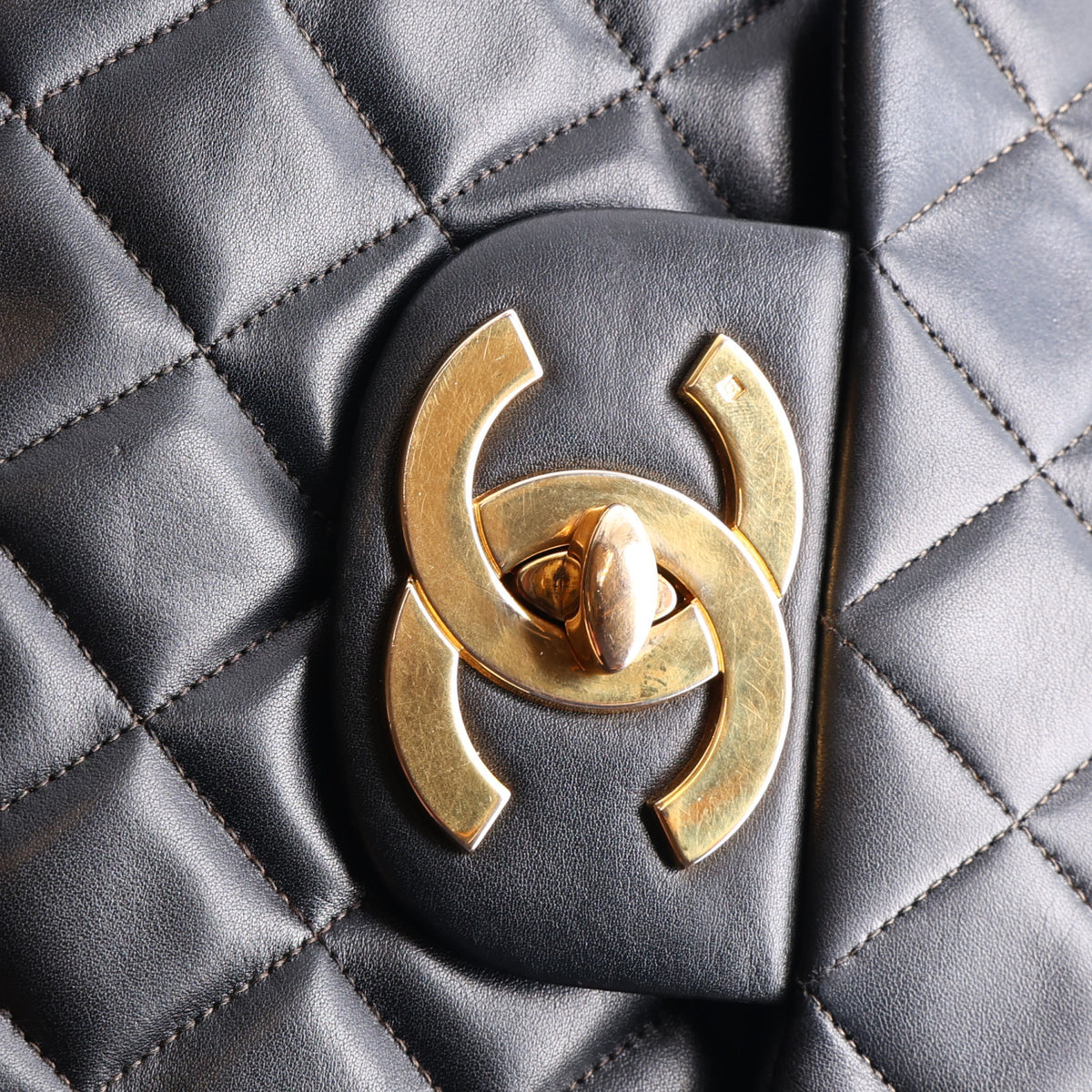 Lambskin Quilted XL Jumbo Single Flap Black