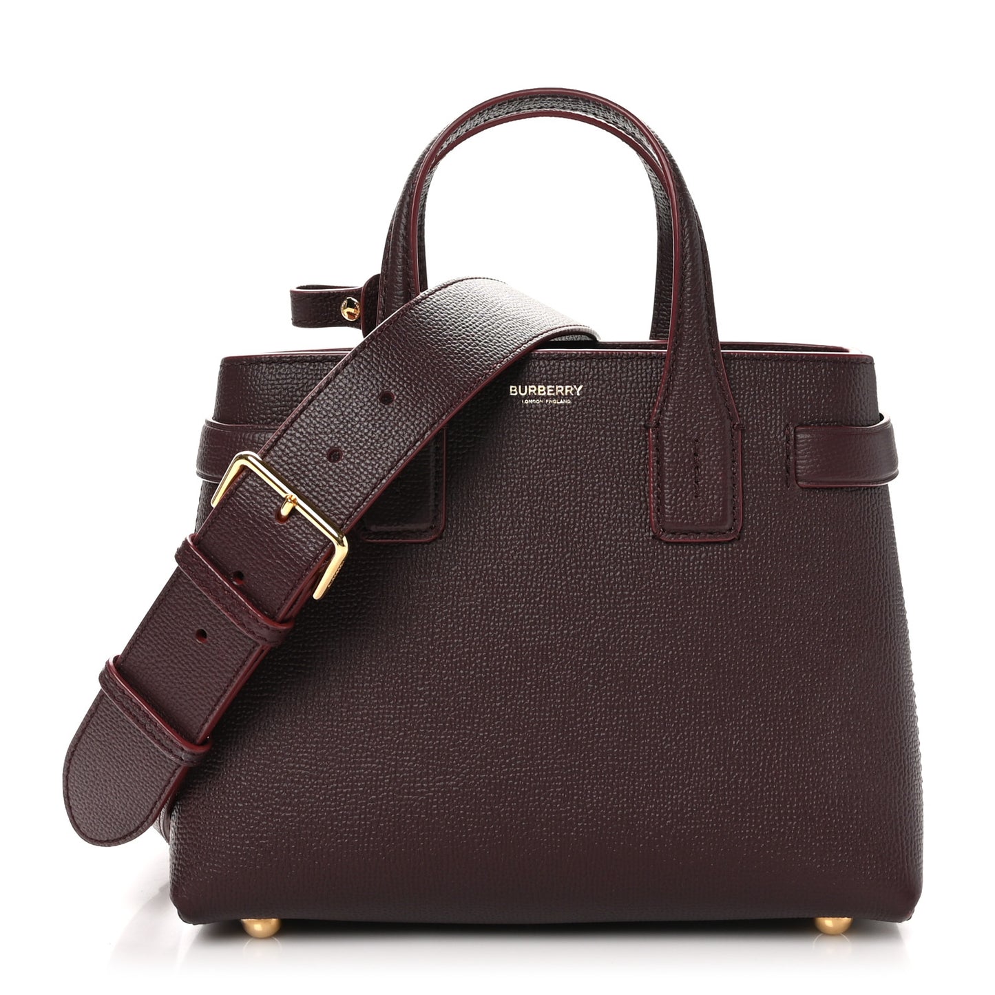 Grainy Calfskin House Check Small Banner Tote Mahogany Red