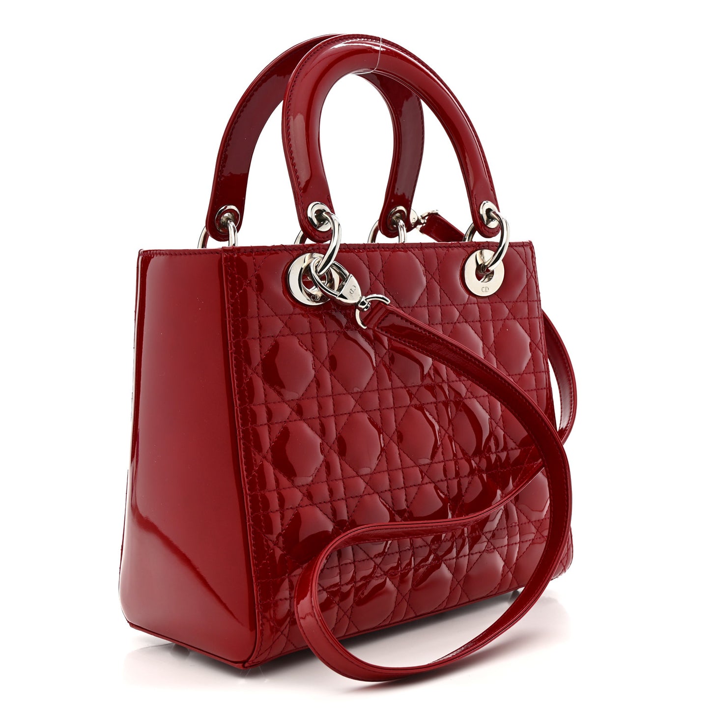 Patent Cannage Medium Lady Dior Red