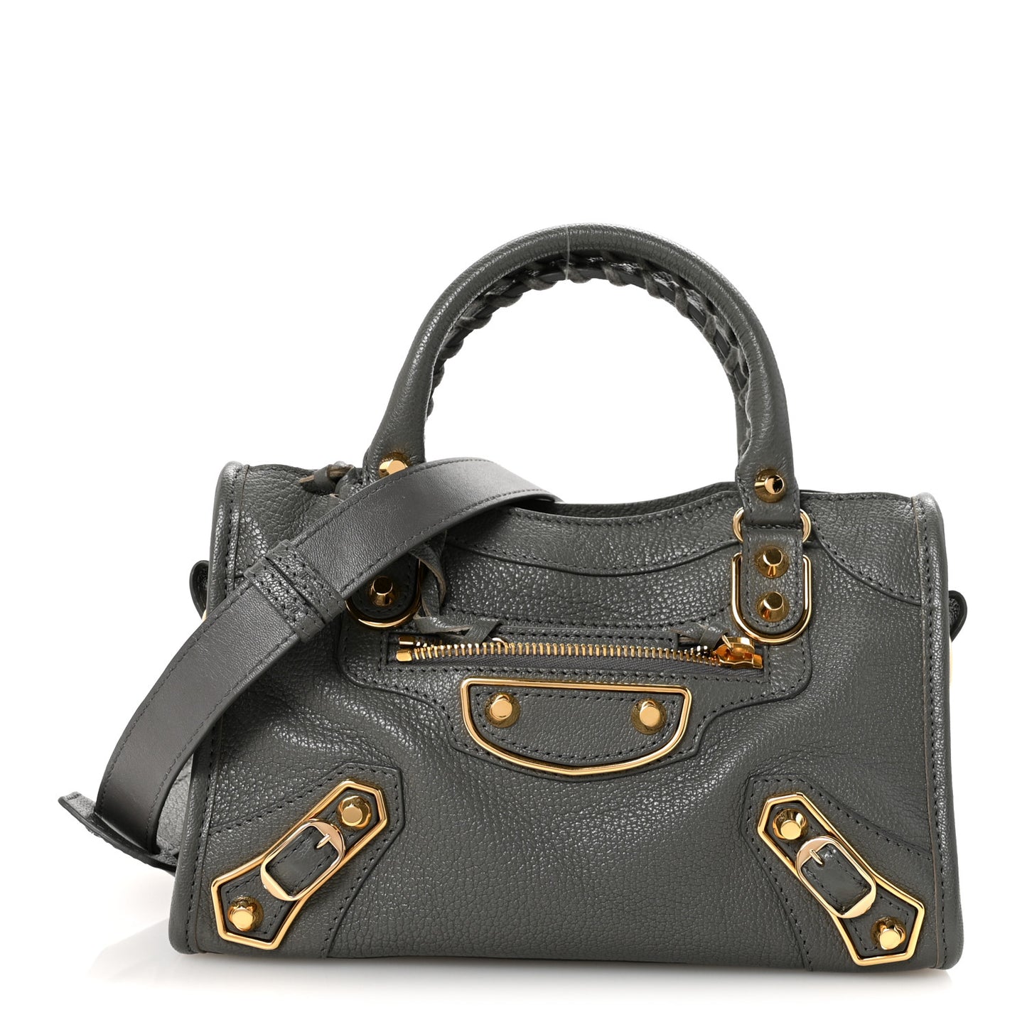 Chevre Gold Metallic Edge Hardware Mini City Gris Acier