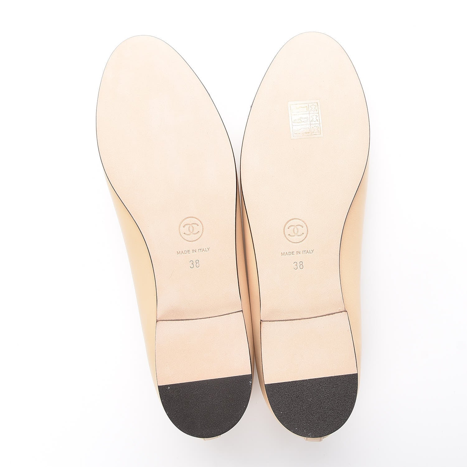 Chanel Lambskin Cap Toe Ballerina Flats 38 Beige Black 5 of 10