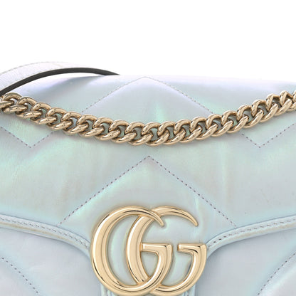 Gucci Iridescent Nappa Chevron Matelasse Small GG Marmont Shoulder Bag Iridescent Snow Light Blue 8 of 17