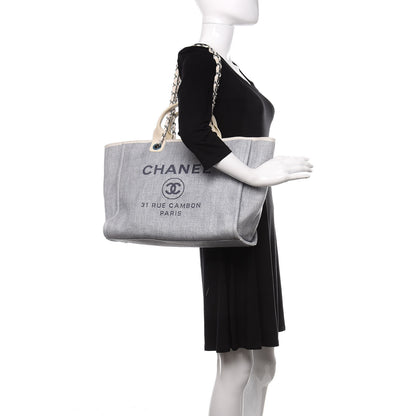 Chanel Canvas Medium Deauville Tote Light Blue 2 of 10