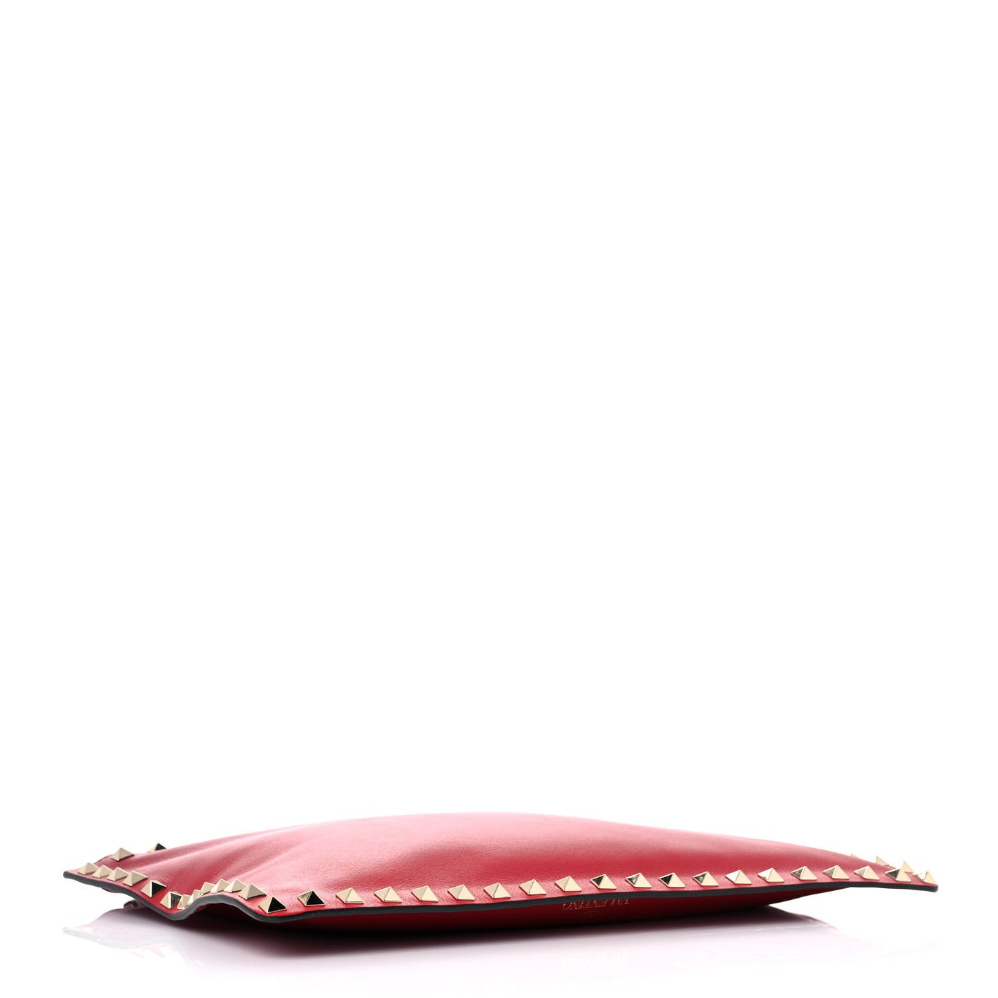 Vitello Large Rockstud Zip Pouch Red