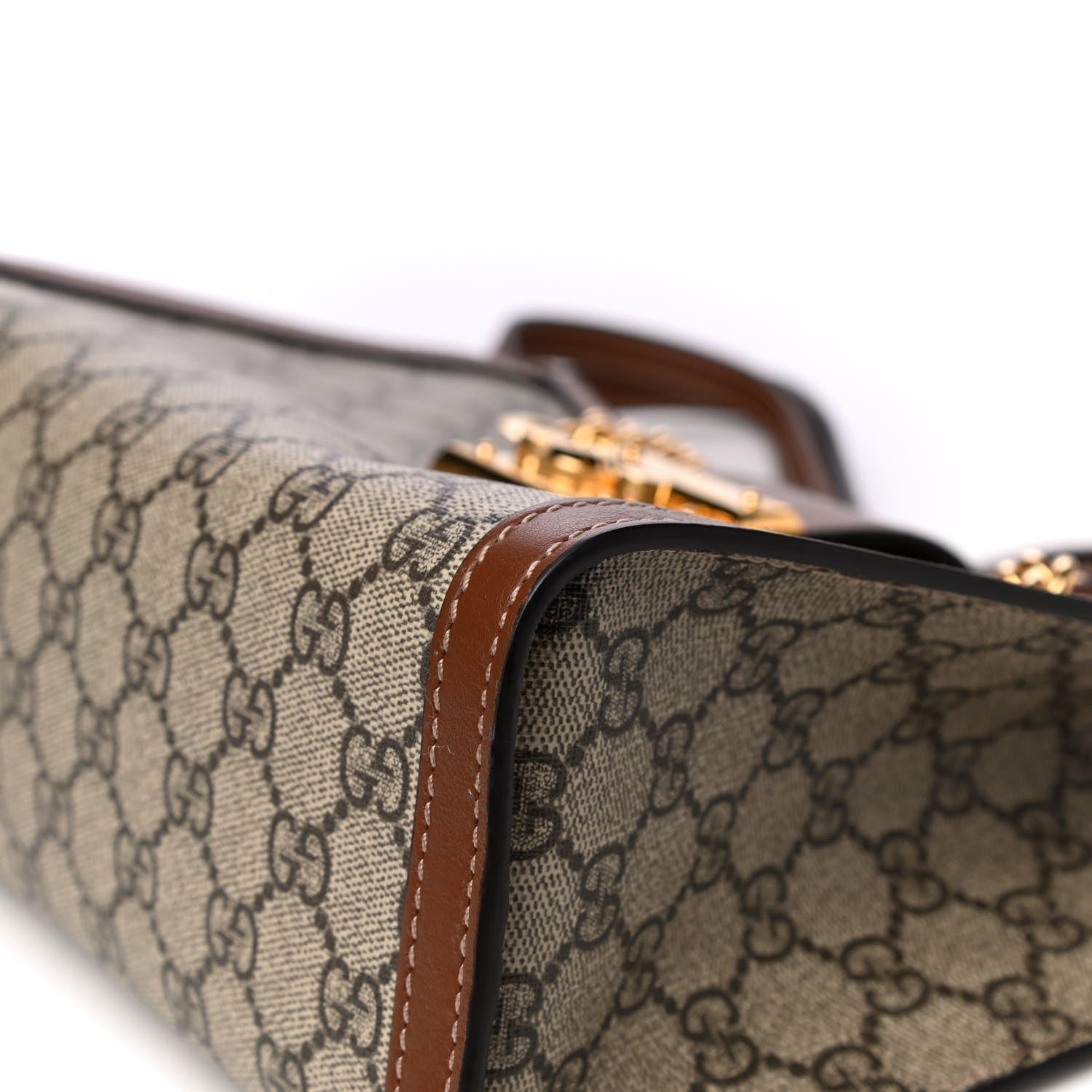 Gucci GG Supreme Monogram Calfskin Small Padlock Tote Beige Ebony Tuscany 10 of 13