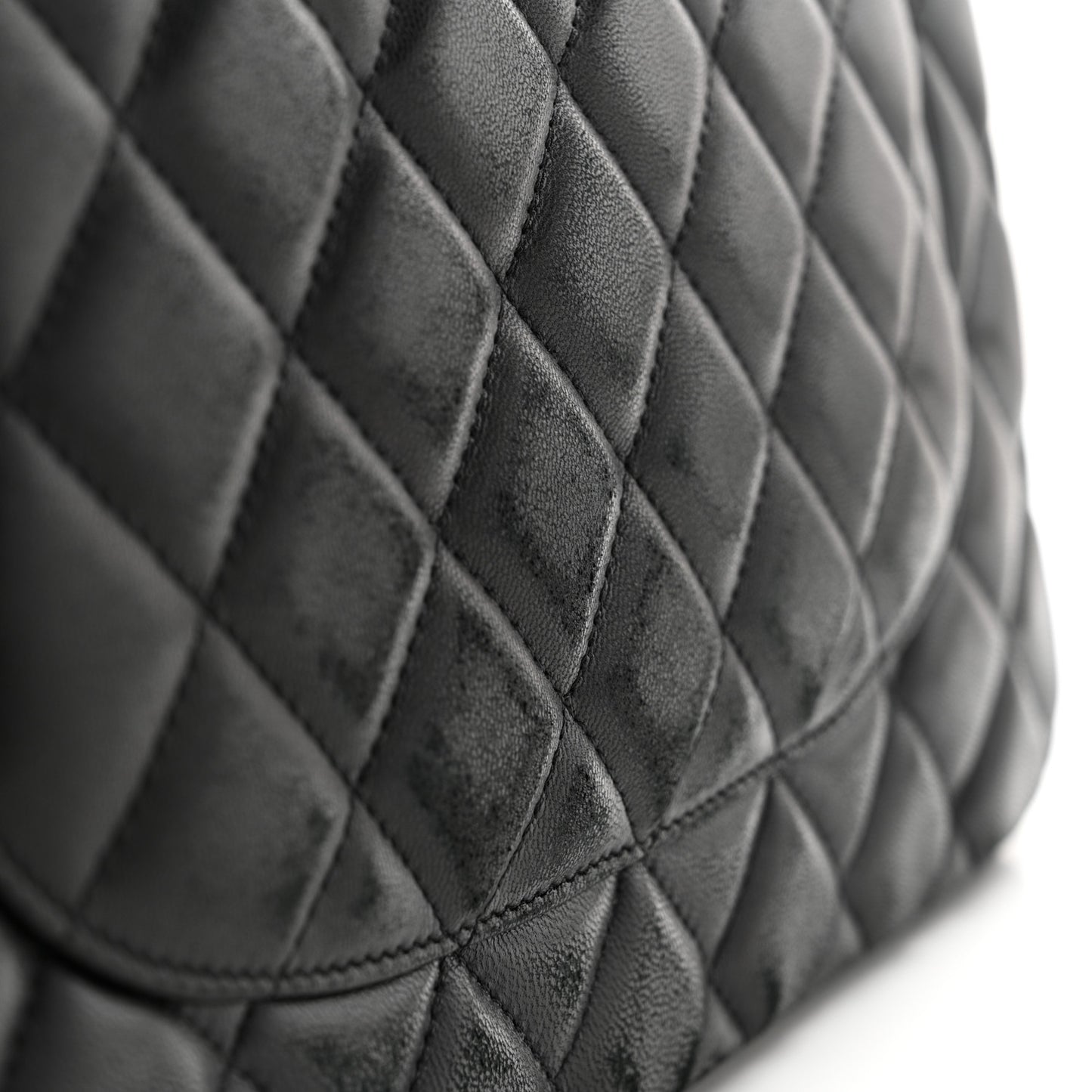 Lambskin Quilted Jumbo Double Flap Black