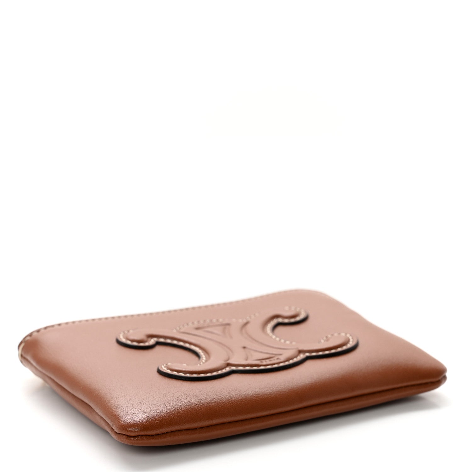 Celine Smooth Calfskin Cuir Triomphe Coin and Card Pouch With Hook Tan 4 of 7