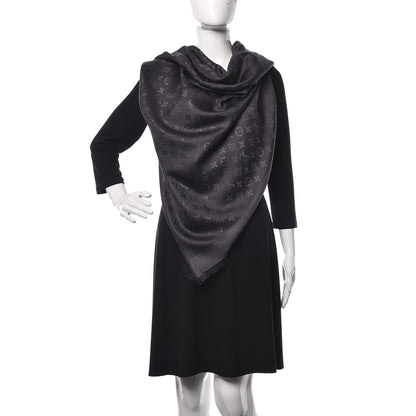 Louis Vuitton Monogram Silk Wool Shine Shawl Anthracite 2 of 4