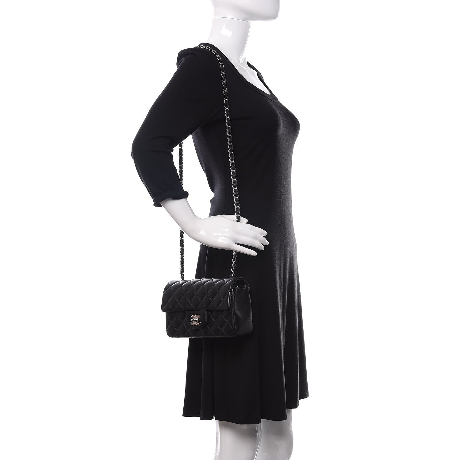 Chanel Lambskin Quilted Mini Rectangular Flap Black 2 of 11
