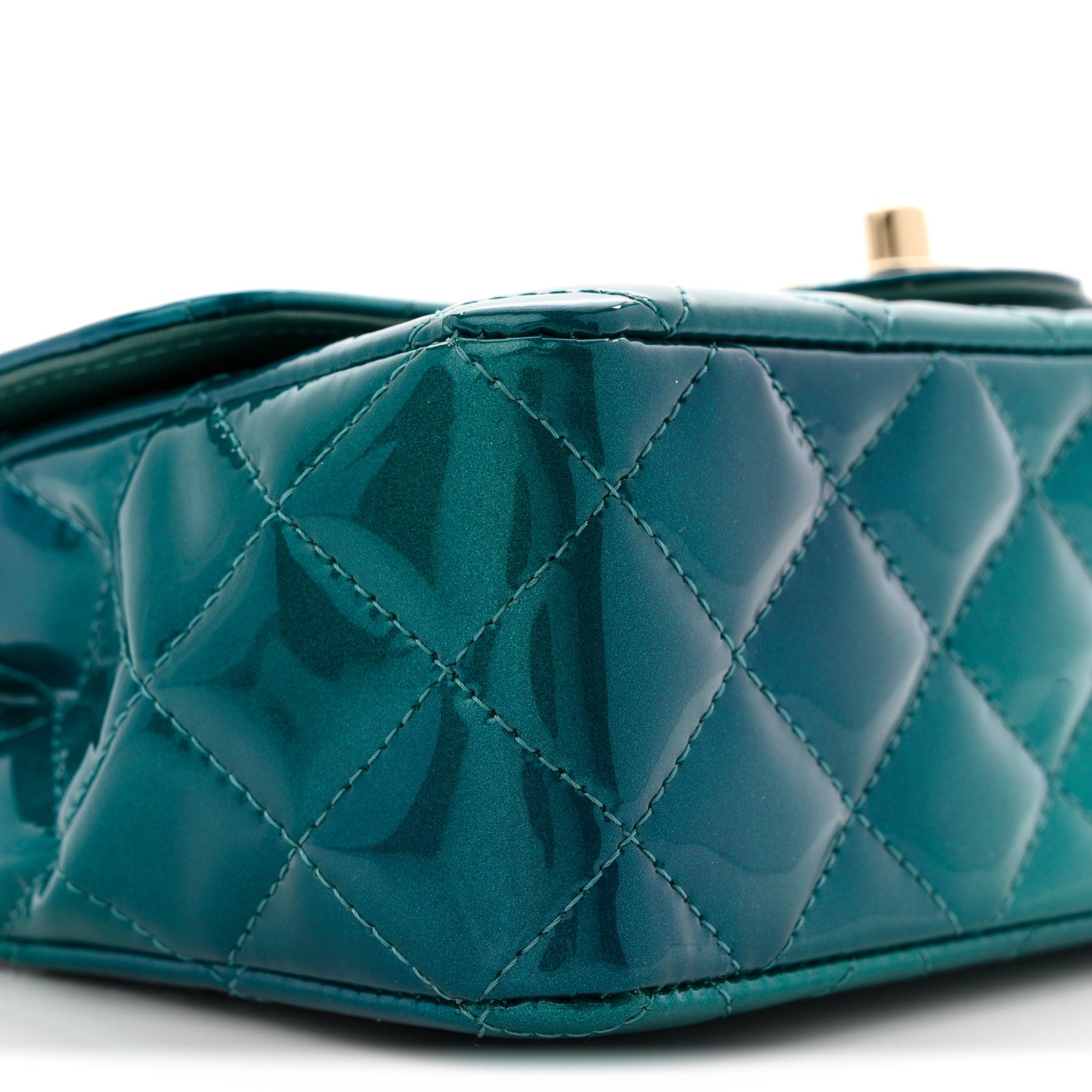 Chanel Shaded Patent Calfskin Quilted Mini Rectangular Flap Green Blue 9 of 10