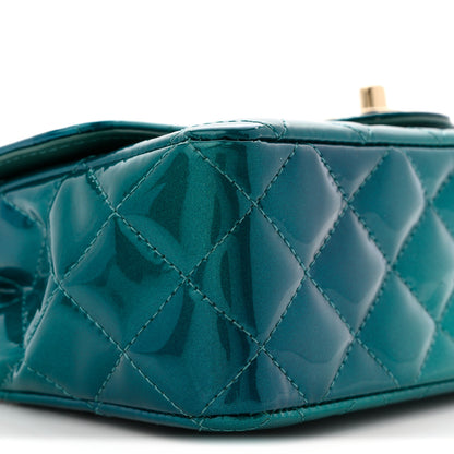 Chanel Shaded Patent Calfskin Quilted Mini Rectangular Flap Green Blue 9 of 10