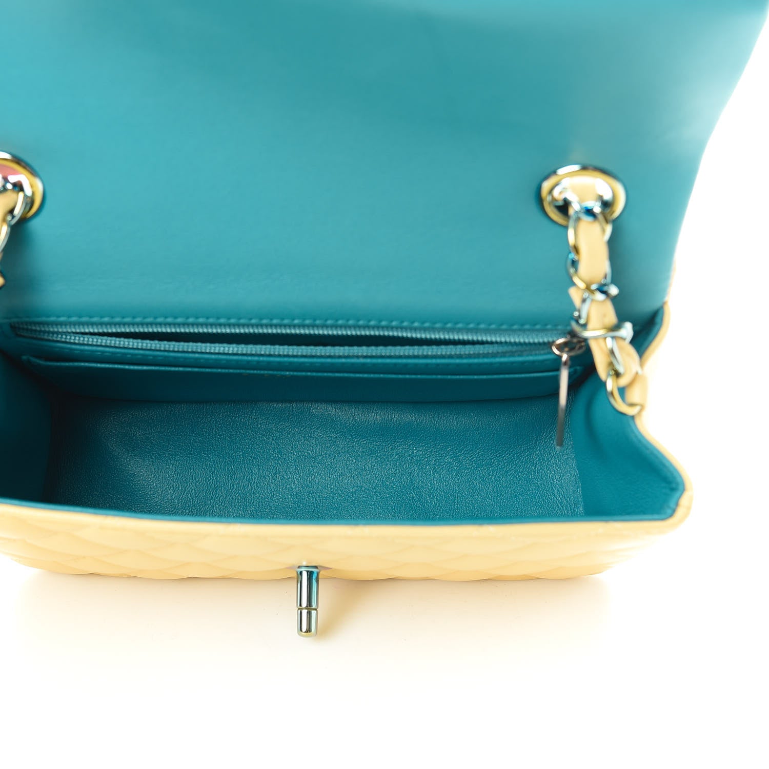 Chanel Lambskin Quilted Mini Rectangular Flap Yellow Blue 5 of 12