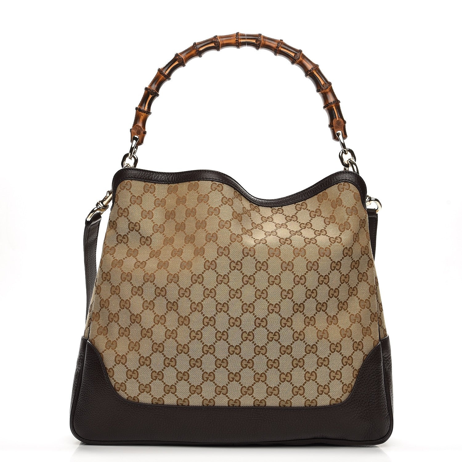 Gucci Monogram Medium Diana Bamboo Shoulder Bag Dark Brown 1 of 7