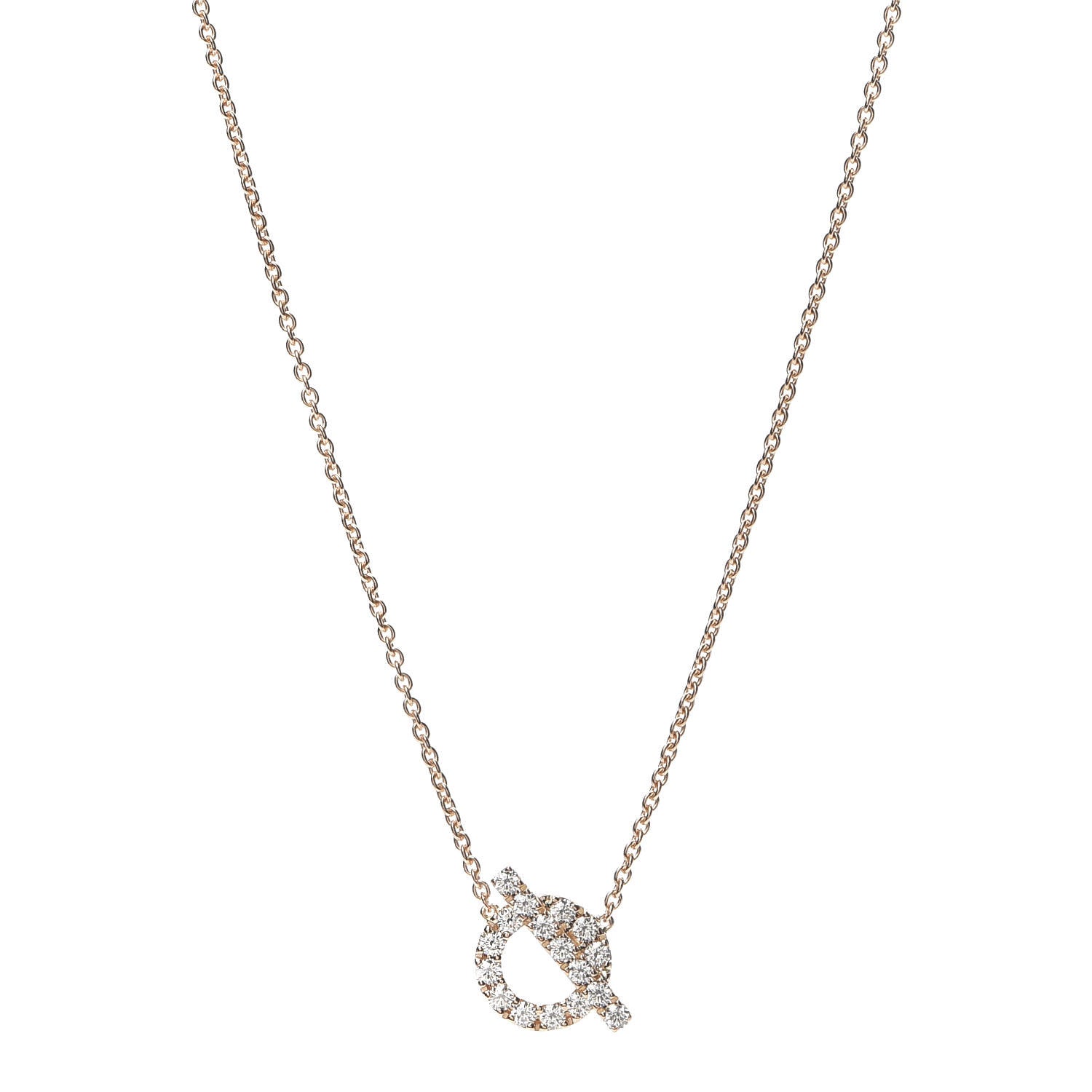 Hermes 18K Rose Gold Diamond Finesse Pendant Necklace 1 of 6