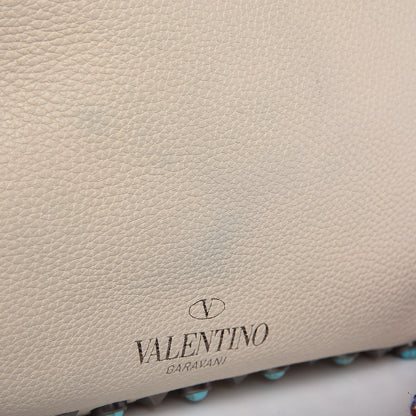 Valentino Garavani Pebbled Calfskin Tribal Small Guitar Strap Rockstud Rolling Flip-Lock Messenger Bag Ivory 13 of 16
