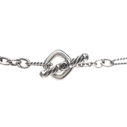 David Yurman Sterling Silver 18K Yellow Gold Baroque Pearl Long Figaro Chain Necklace 4 of 5