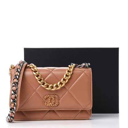 Chanel Lambskin Quilted 19 Wallet On Chain WOC Brown 14 of 14