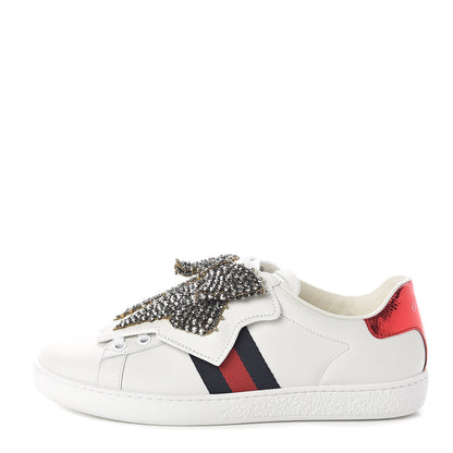 Gucci Calfskin Ayers Web Womens Ace Bow Lace Sneakers 36 White 1 of 7