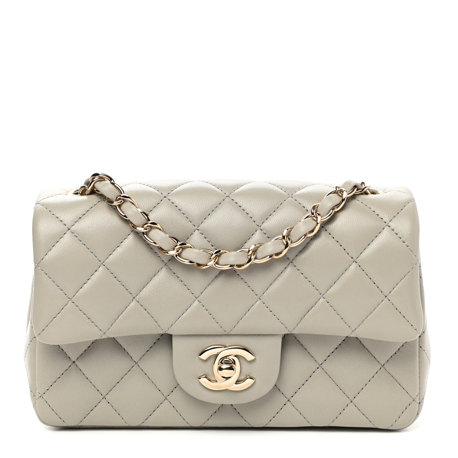 Chanel Lambskin Quilted Mini Rectangular Flap Grey 1 of 9