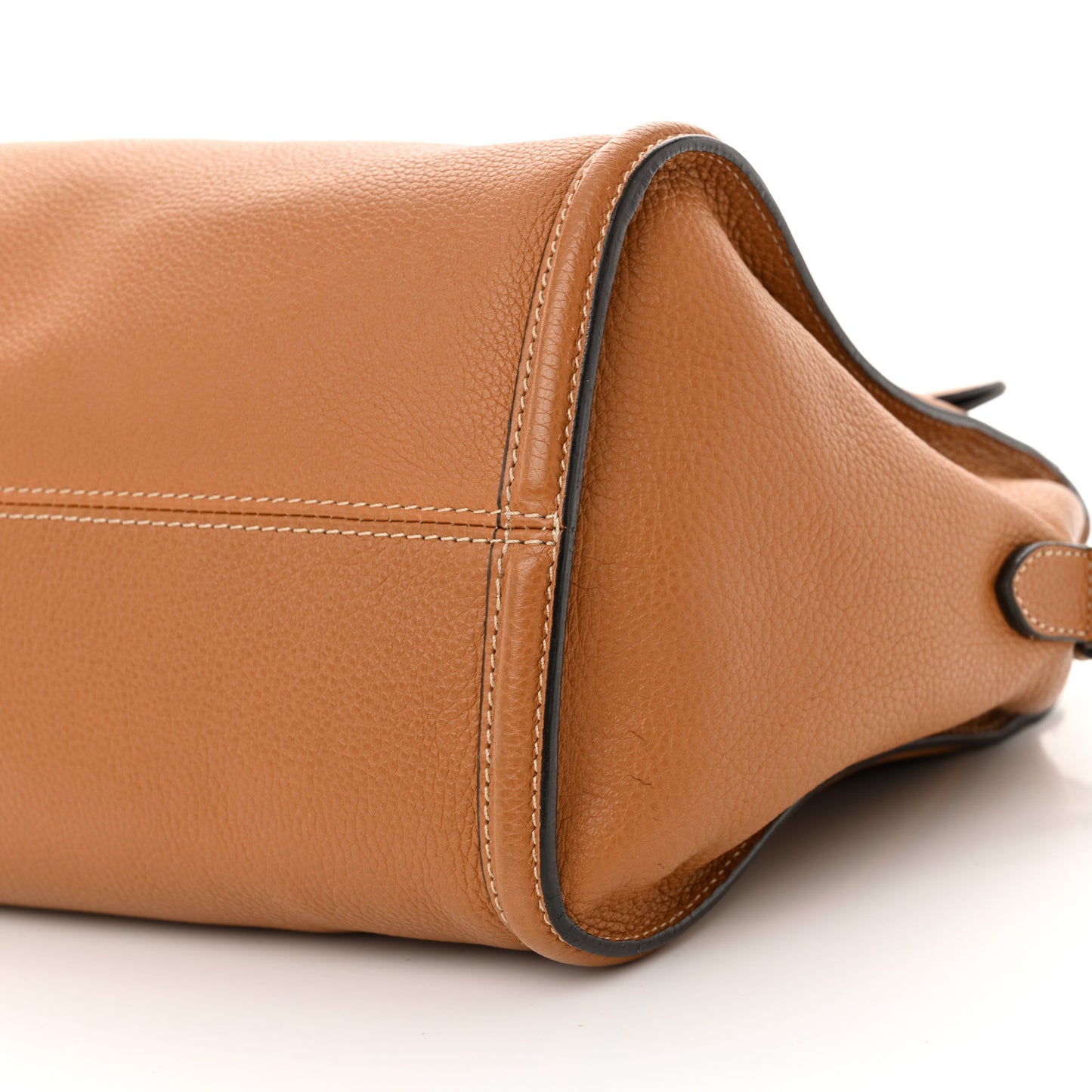 Pebbled Calfskin Small Skull Padlock Zip Around Tote Cognac