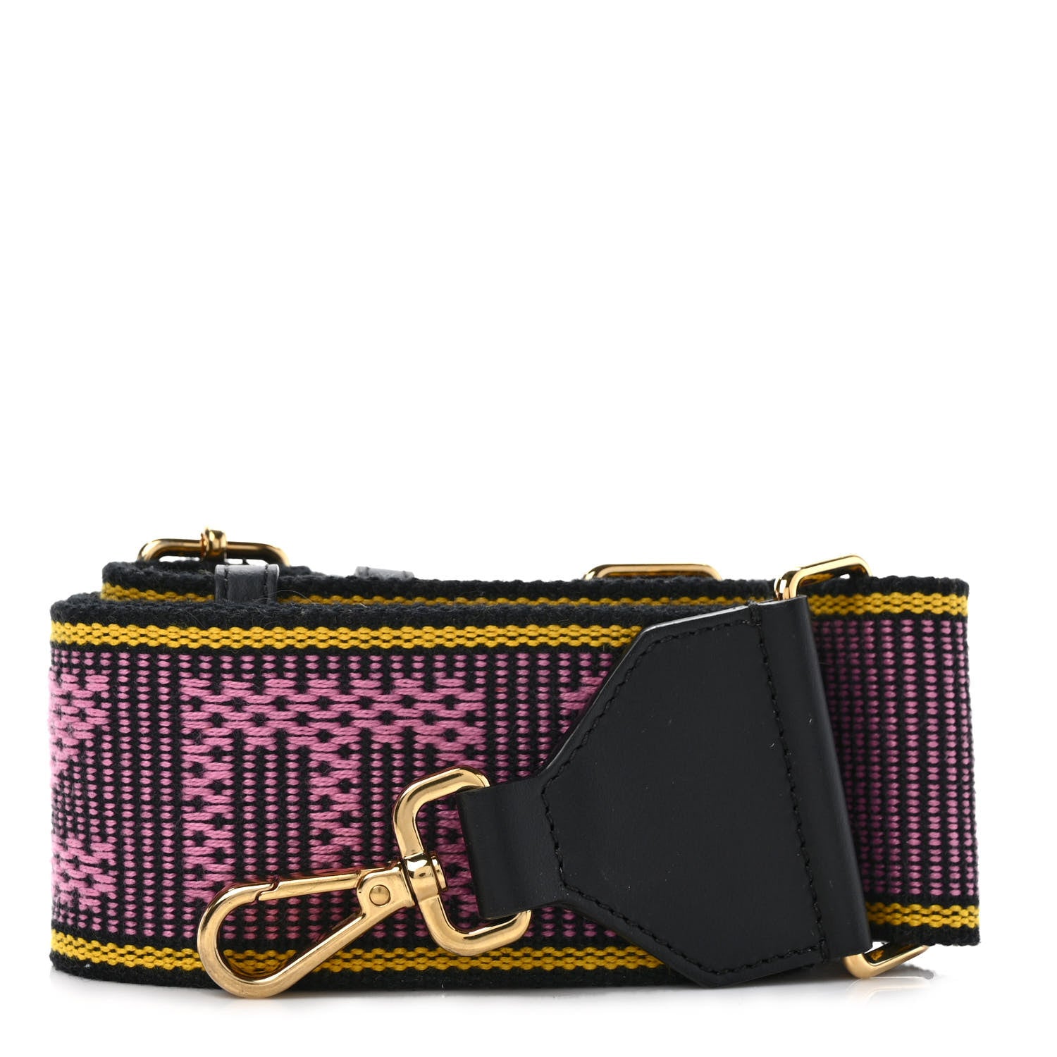Fendi Cannete Ribbon Poly Vitello Century Logo Adjustable Strap You Lollipop Limon Black 1 of 5