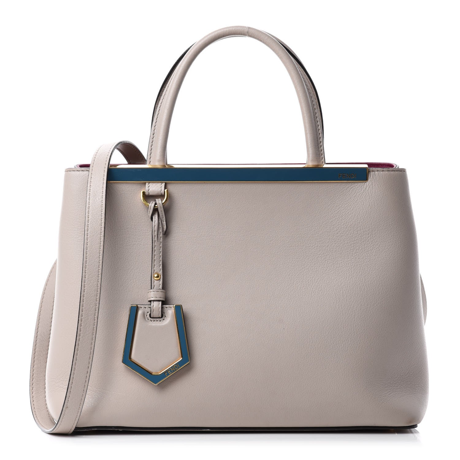 Fendi Vitello Dolce Century Petite 2Jours Tote Grigio Polvere Ciclamino 1 of 12