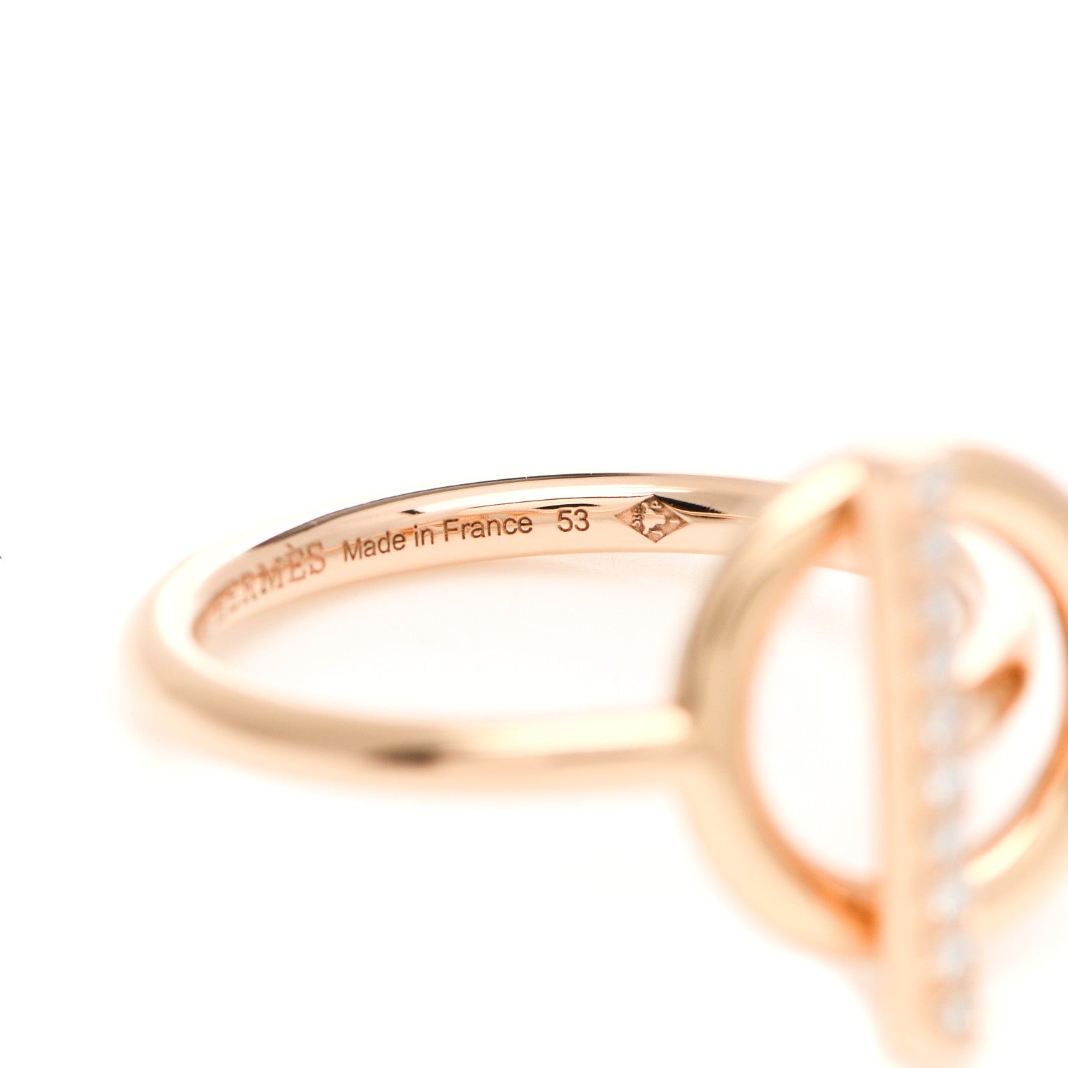 Hermes 18K Rose Gold Diamond PM Echappee Ring 53 6.5 6 of 7
