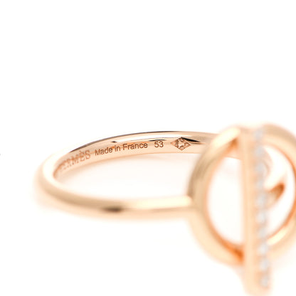 Hermes 18K Rose Gold Diamond PM Echappee Ring 53 6.5 6 of 7