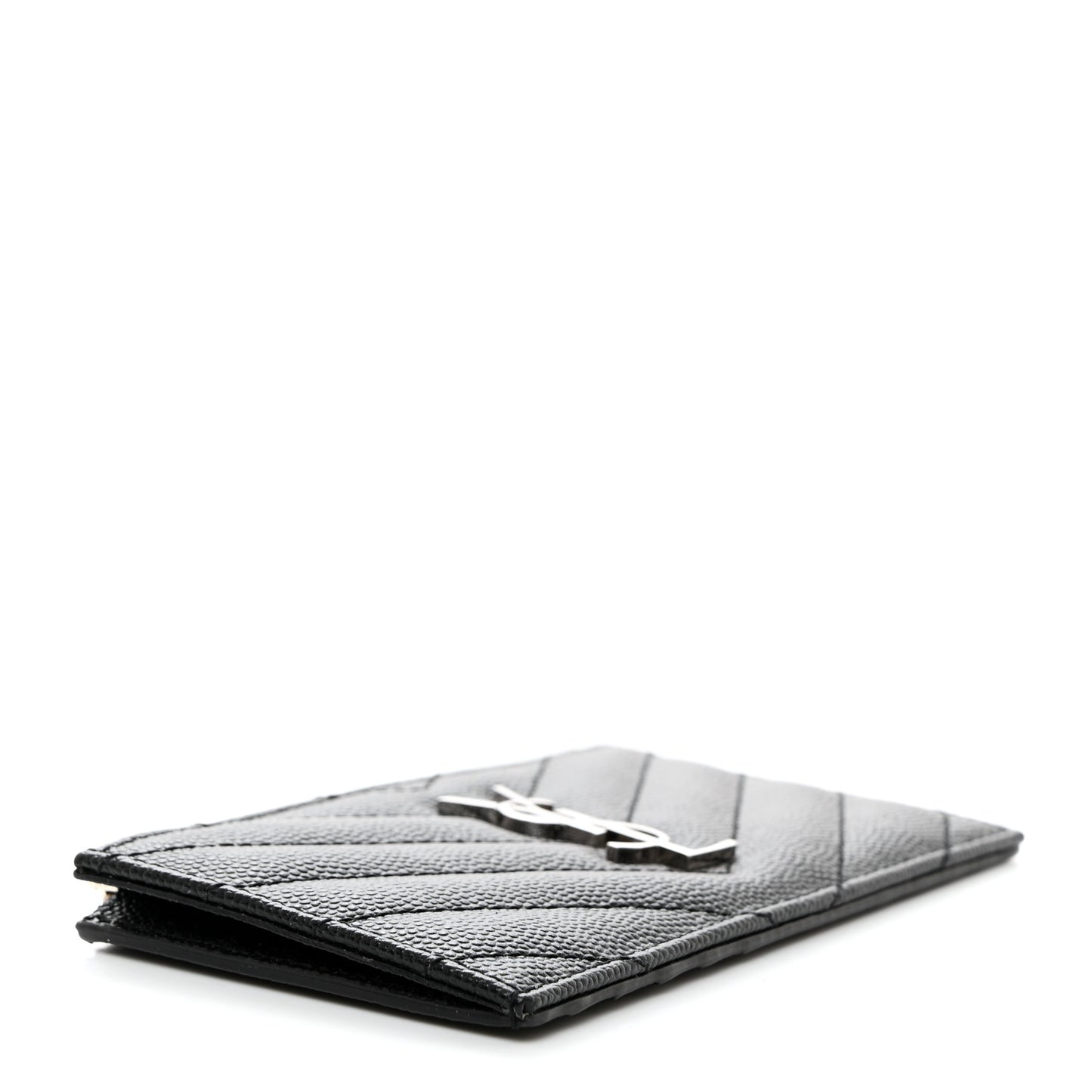 Grain De Poudre Matelasse Chevron Monogram Fragments Zippered Card Case Black