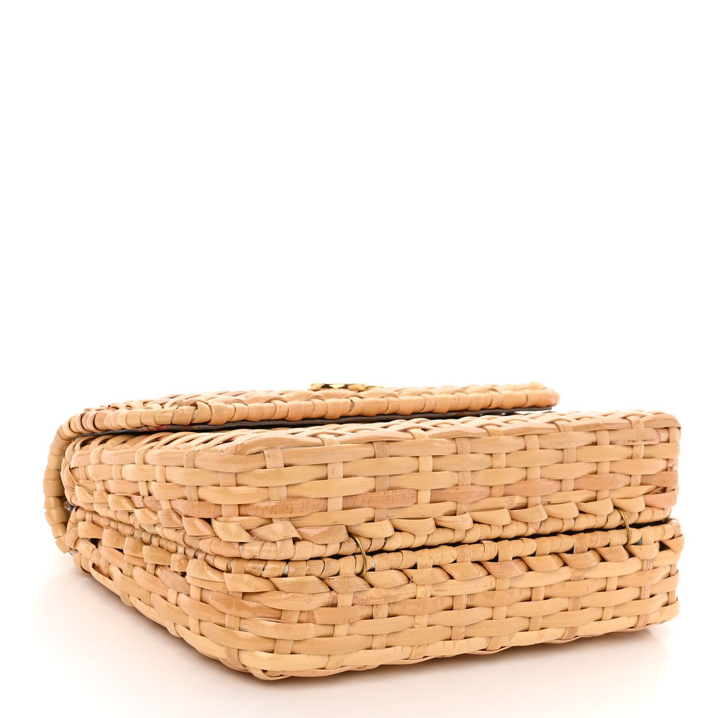 Glazed Wicker Mini Cestino Shoulder Bag Natural