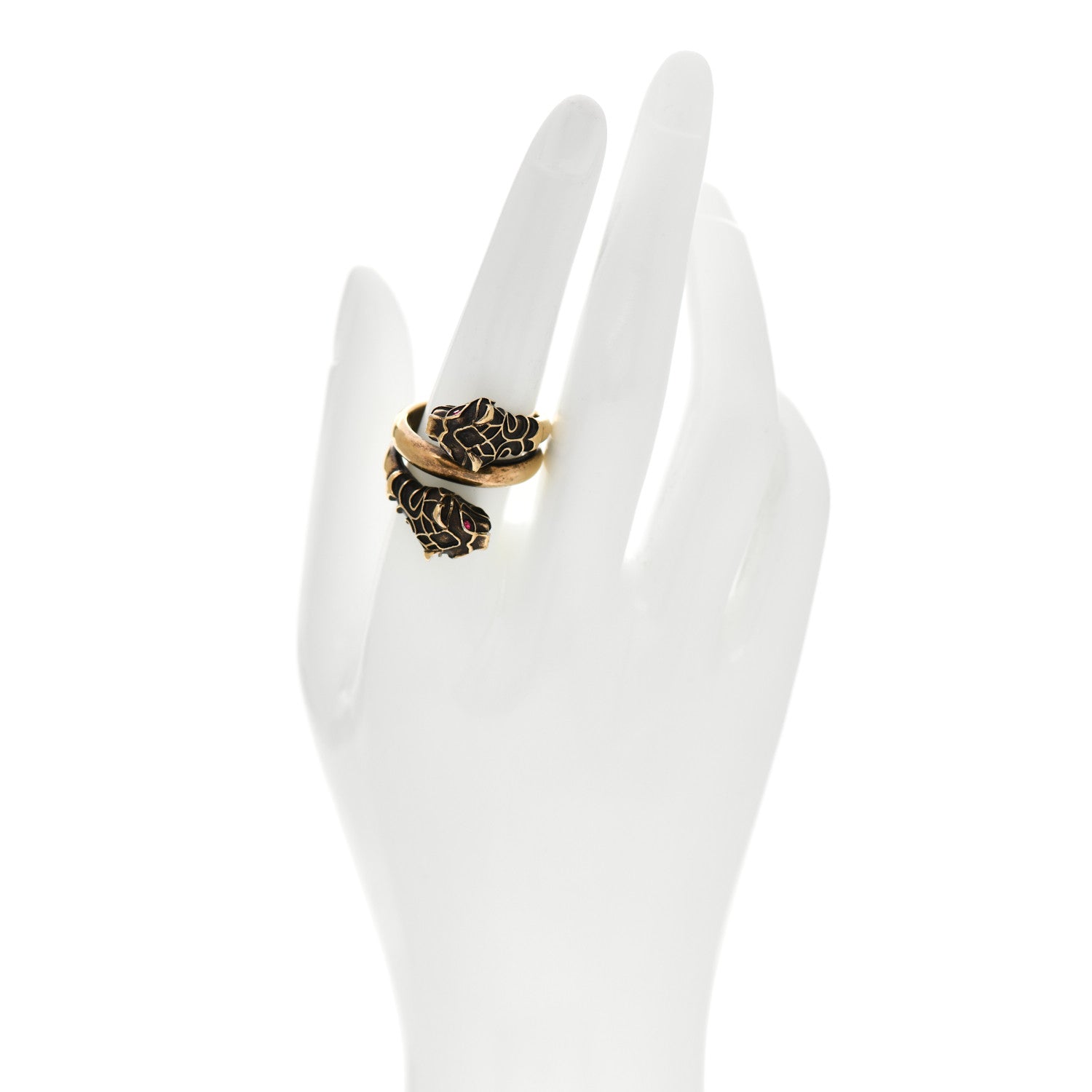 Gucci Tiger Heads Double Wrap Ring 59 8.75 Aged Gold 2 of 5