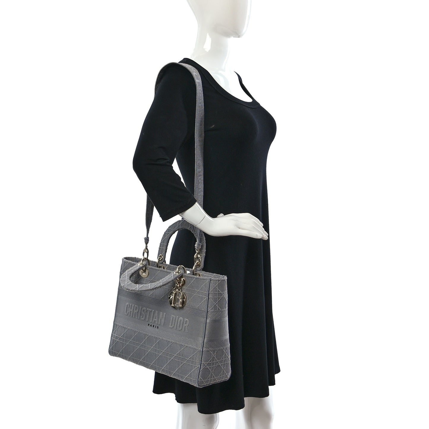 Canvas Embroidered Cannage Lady D-Lite Gray