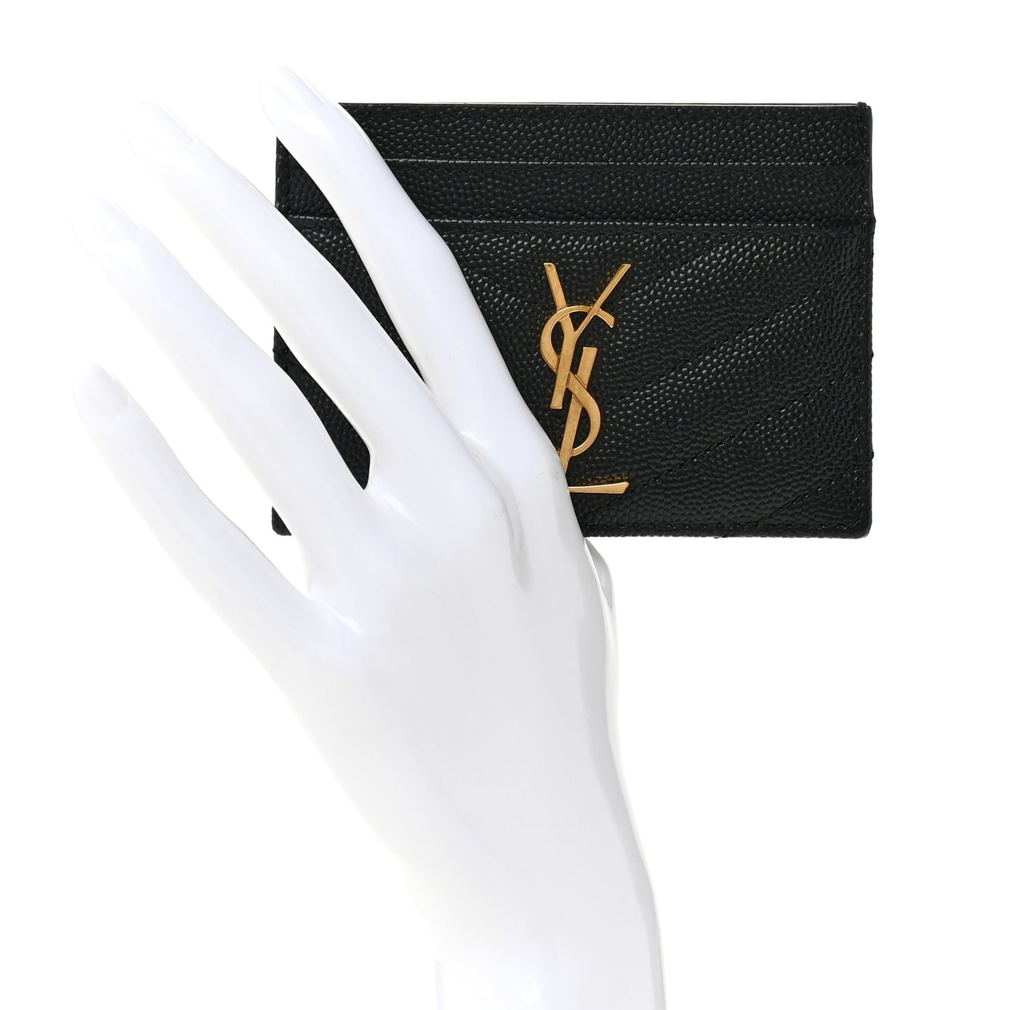 Grain De Poudre Matelasse Chevron Monogram Credit Card Case Black