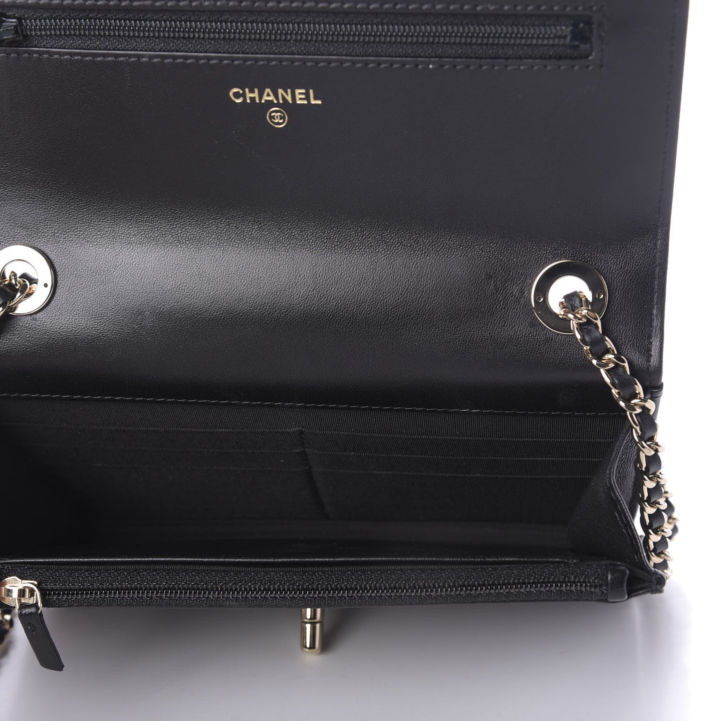 Lambskin Quilted Trendy CC Wallet On Chain WOC Black