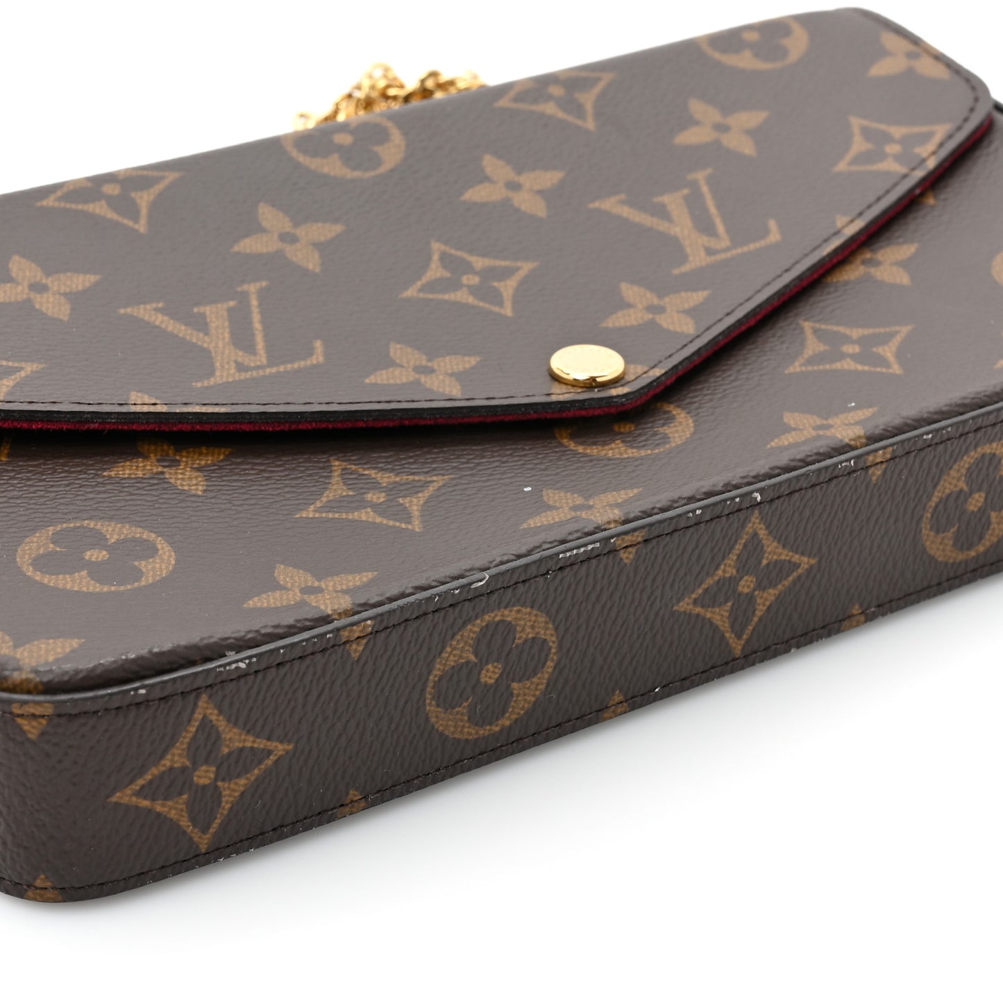 LOUIS VUITTON Monogram Pochette Felicie Chain Wallet Fuchsia