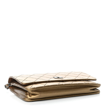 Chanel Metallic Aged Calfskin Quilted Reissue Wallet On Chain WOC Gold 3 of 4
