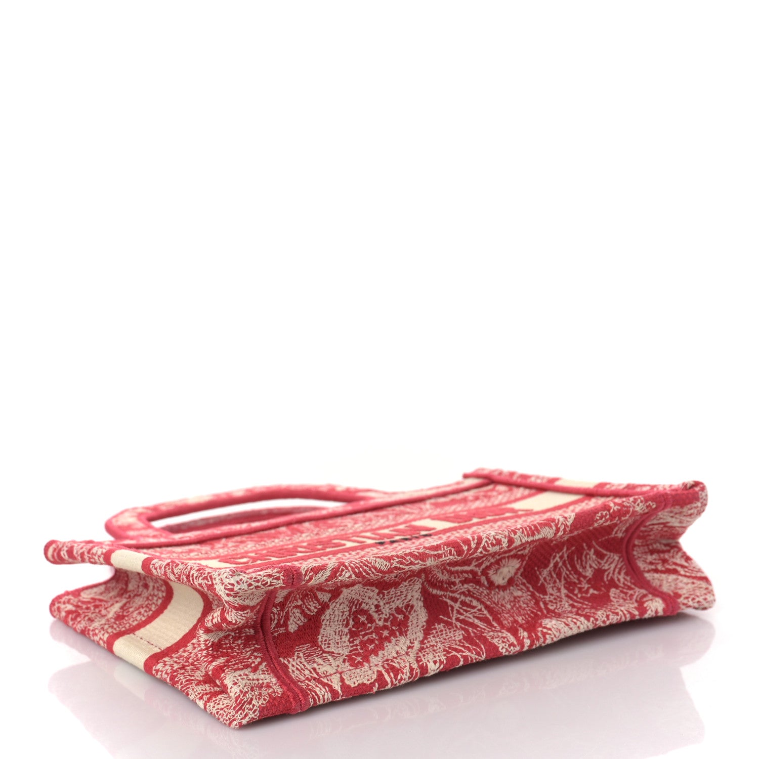Christian Dior Canvas Embroidered Mini Toile De Jouy Book Tote Raspberry 3 of 7