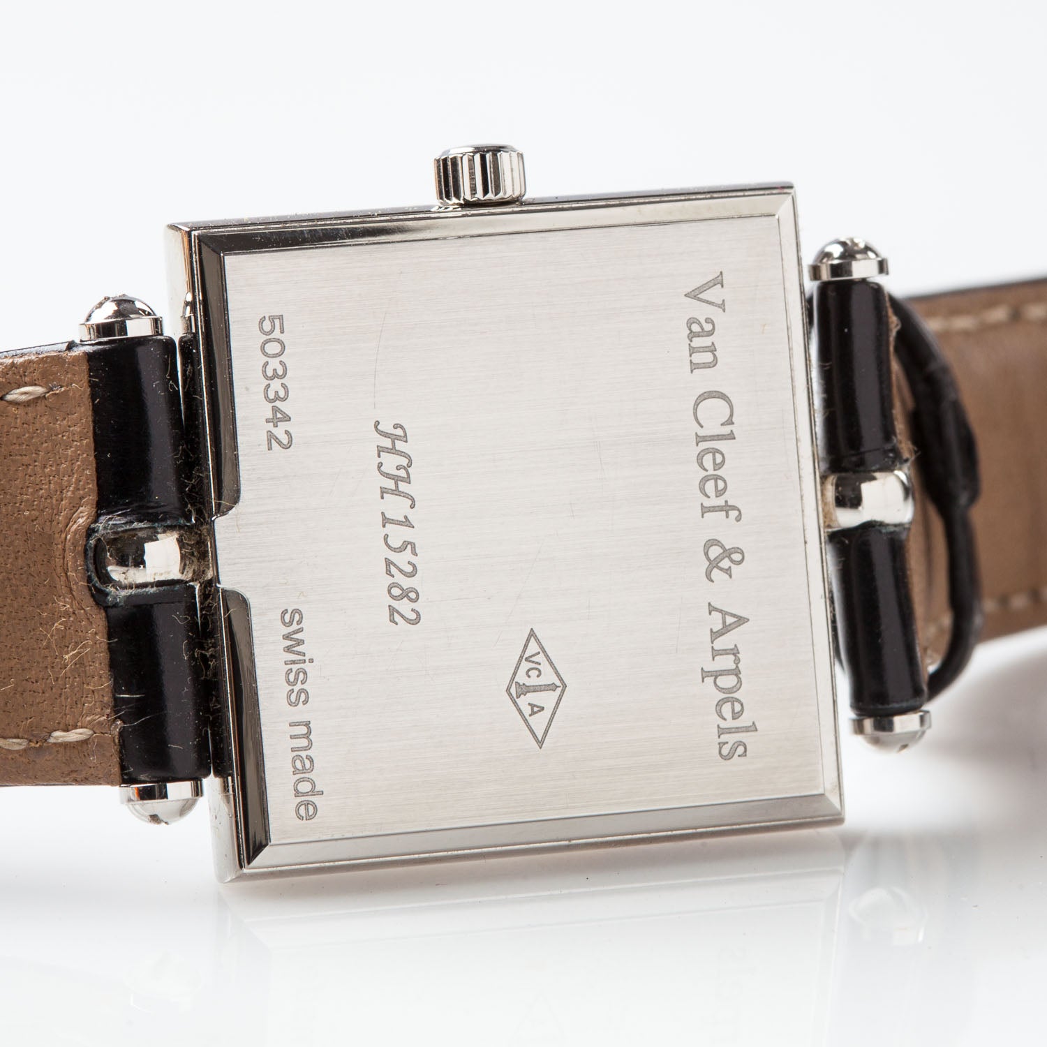 Van Cleef & Arpels Stainless Steel Alligator 27mm Classic Square Quartz Watch 10 of 12