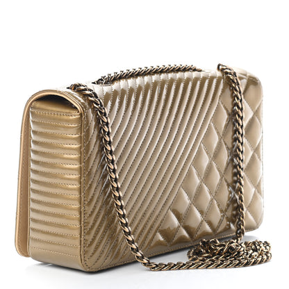 Chanel Metallic Patent Diagonal Quilted Flap Gold 2 of 9