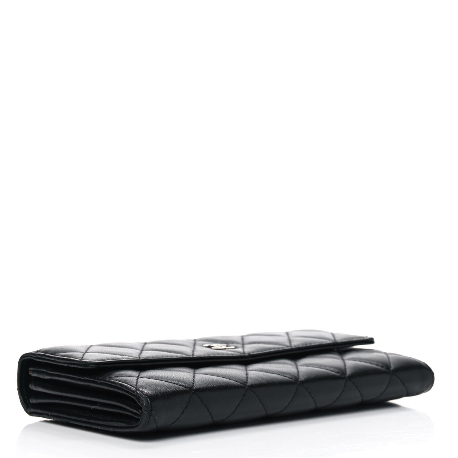 Chanel Lambskin Quilted Large Gusset Flap Wallet Black 3 of 9