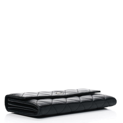 Chanel Lambskin Quilted Large Gusset Flap Wallet Black 3 of 9