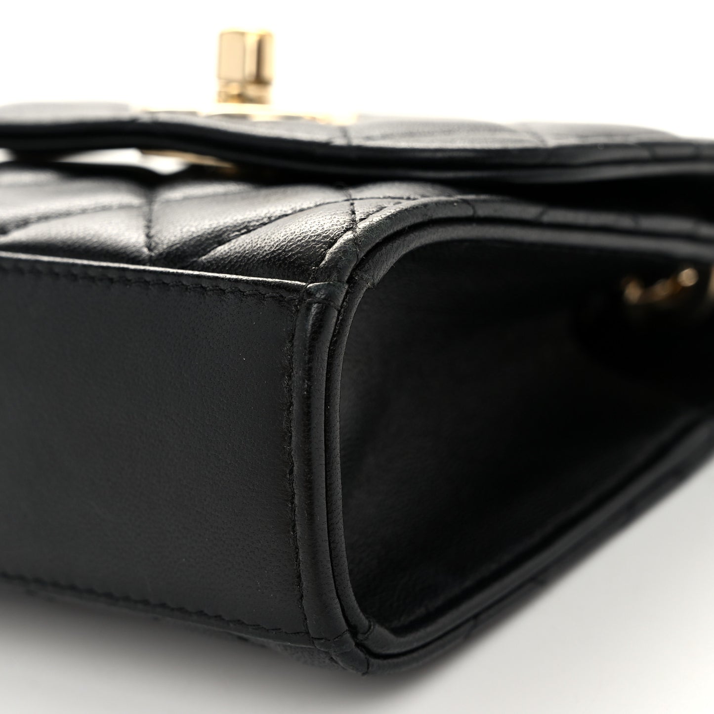 Lambskin Quilted Mini Trendy CC Chain Wallet Black