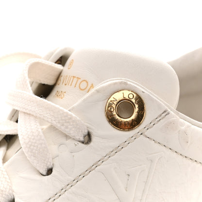 Louis Vuitton Lambskin Embossed Monogram Time Out Sneakers 35  White 11 of 13